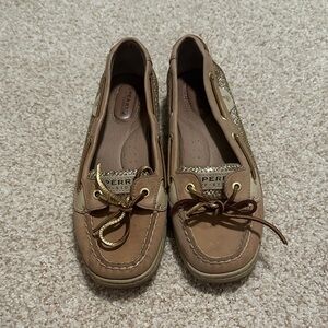 Sperry Women's Brown Moccasins with Gold Accents
